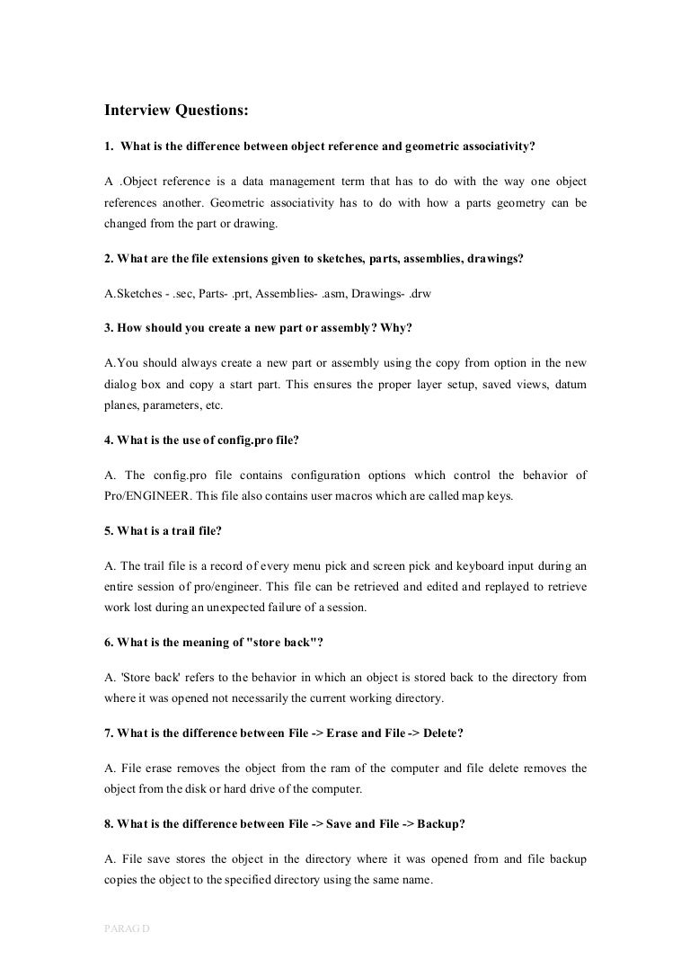 proe interview questions